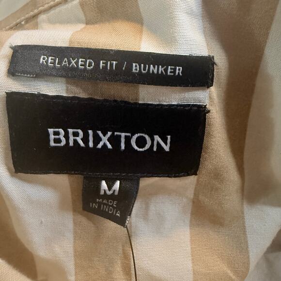 Brixton Bunker Relaxed Fit Men's Button up Shirt, Tan White, Men's Medium, NWT - Picture 6 of 6